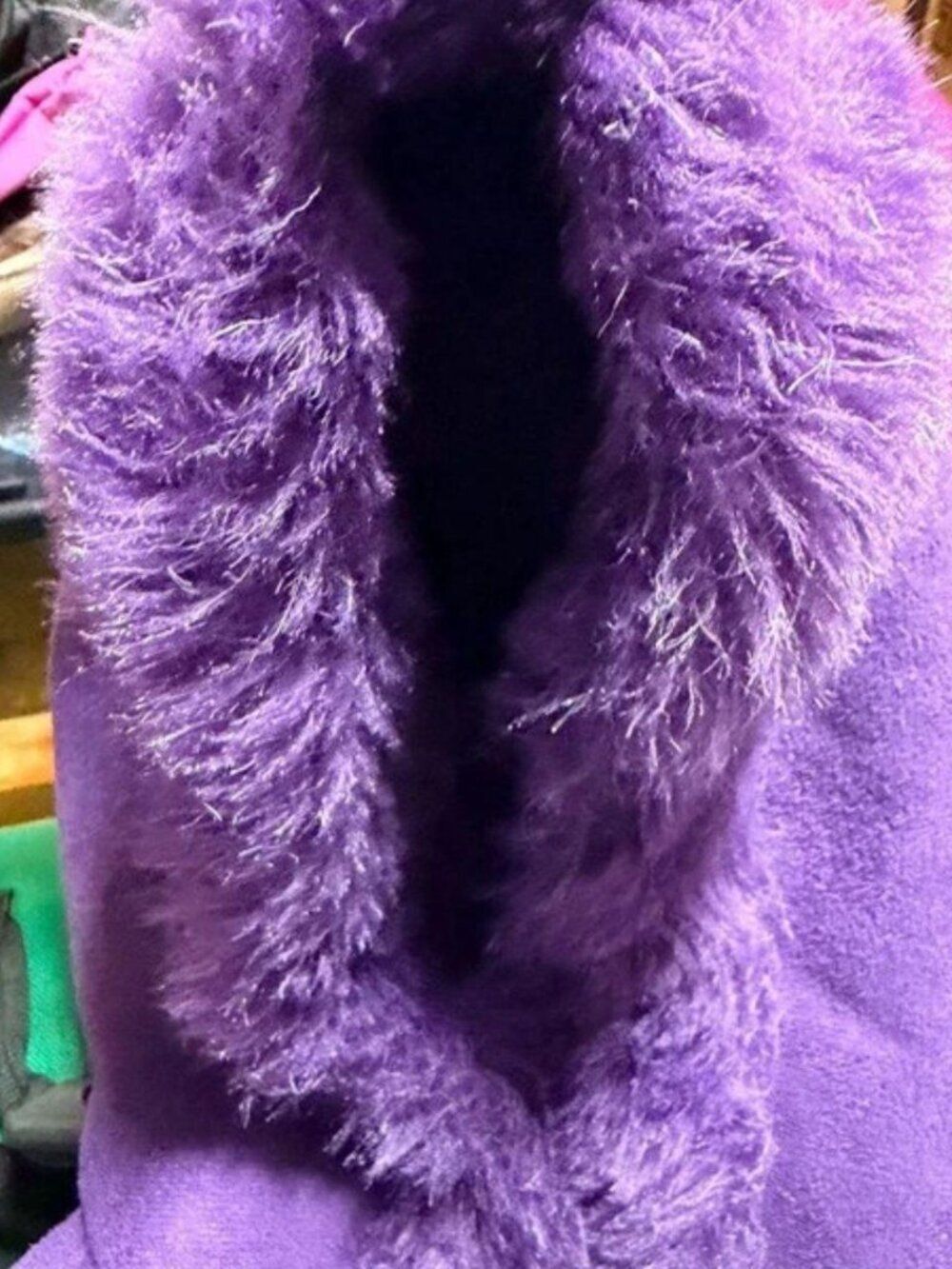 Garnet Hill Kids purple faux fur jacket - Picture 2 of 4